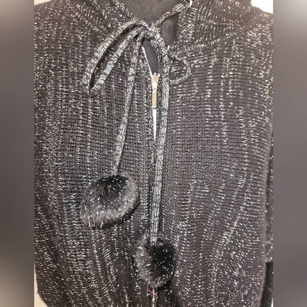 Victoria's Secret Y2K Black/ Metallic Cinch Waist Zip- Up Hoodie Size S - Picture 7 of 9